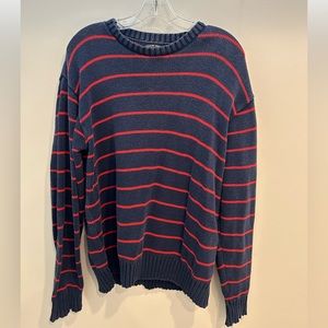 Marine Sport Men’s Navy and Red-Striped Knit Sweater